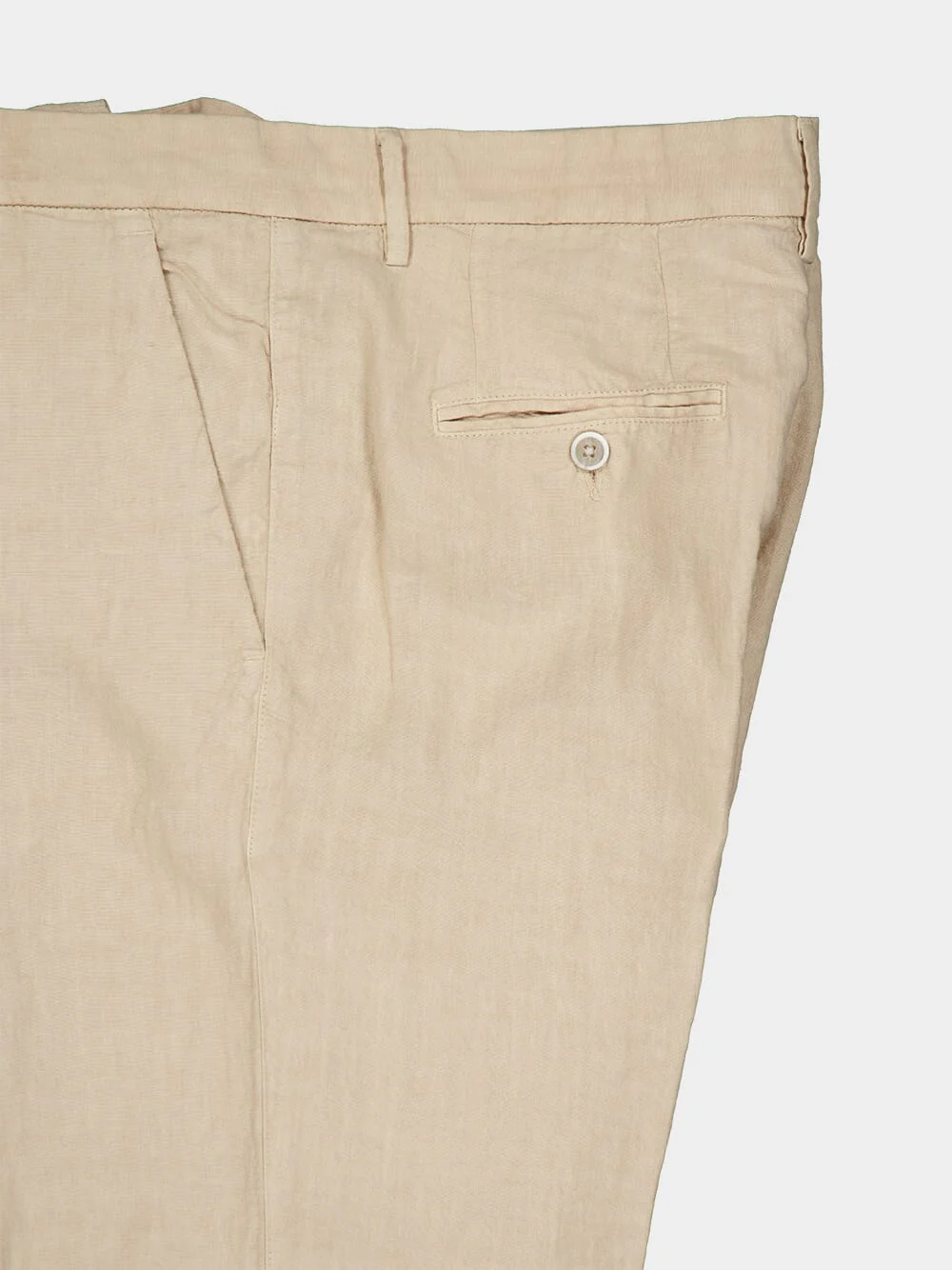 Mens 120 Lino Casual Suit Trousers In Beige
