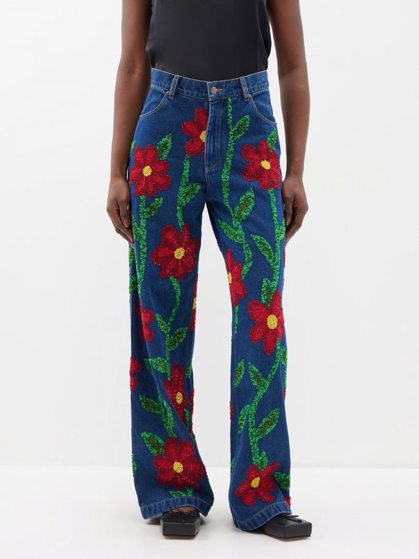 Womens Ashish Flared Jeans In Dark Denim