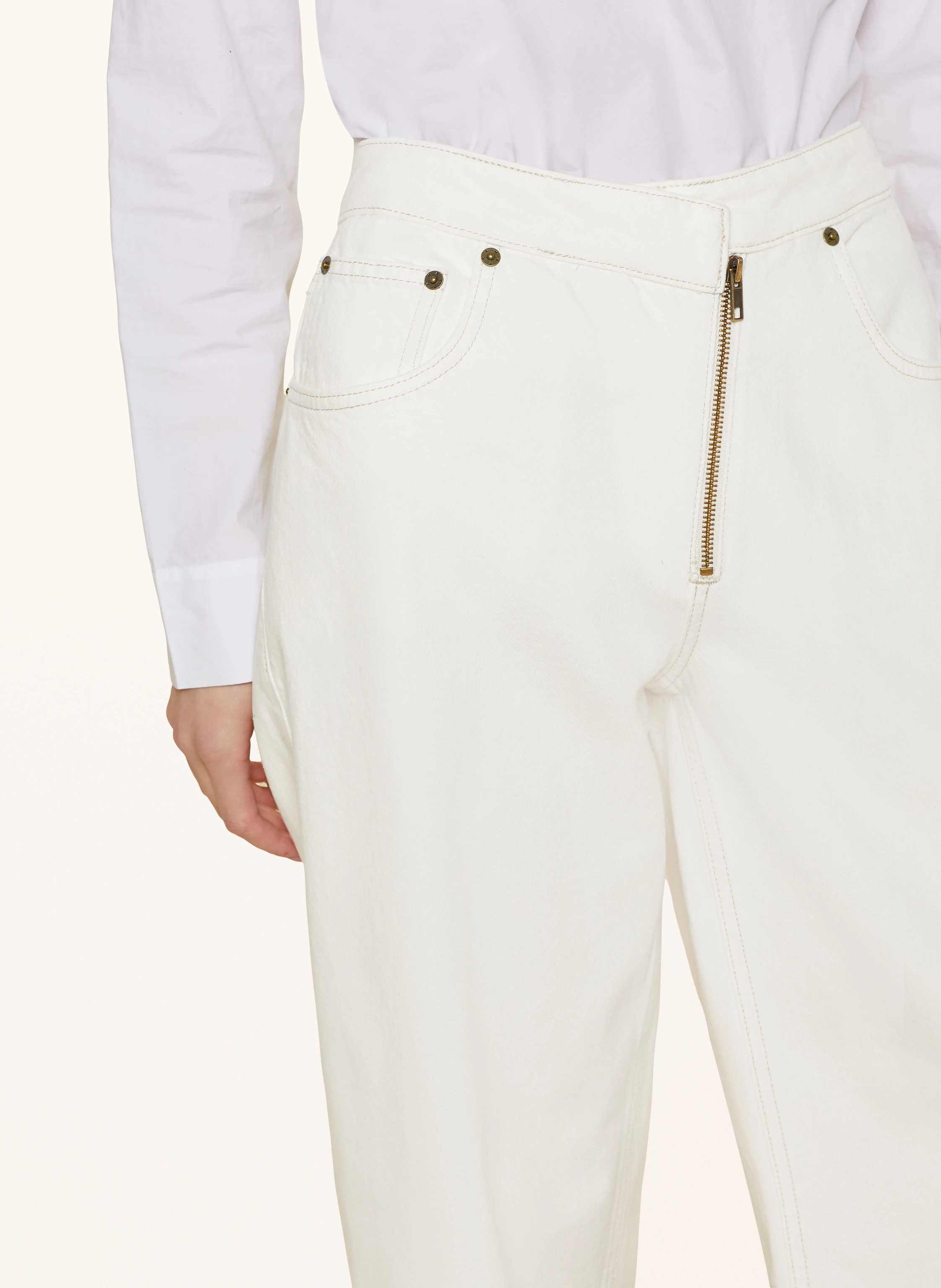 Womens Frame Denim Straight Jeans In Ecru