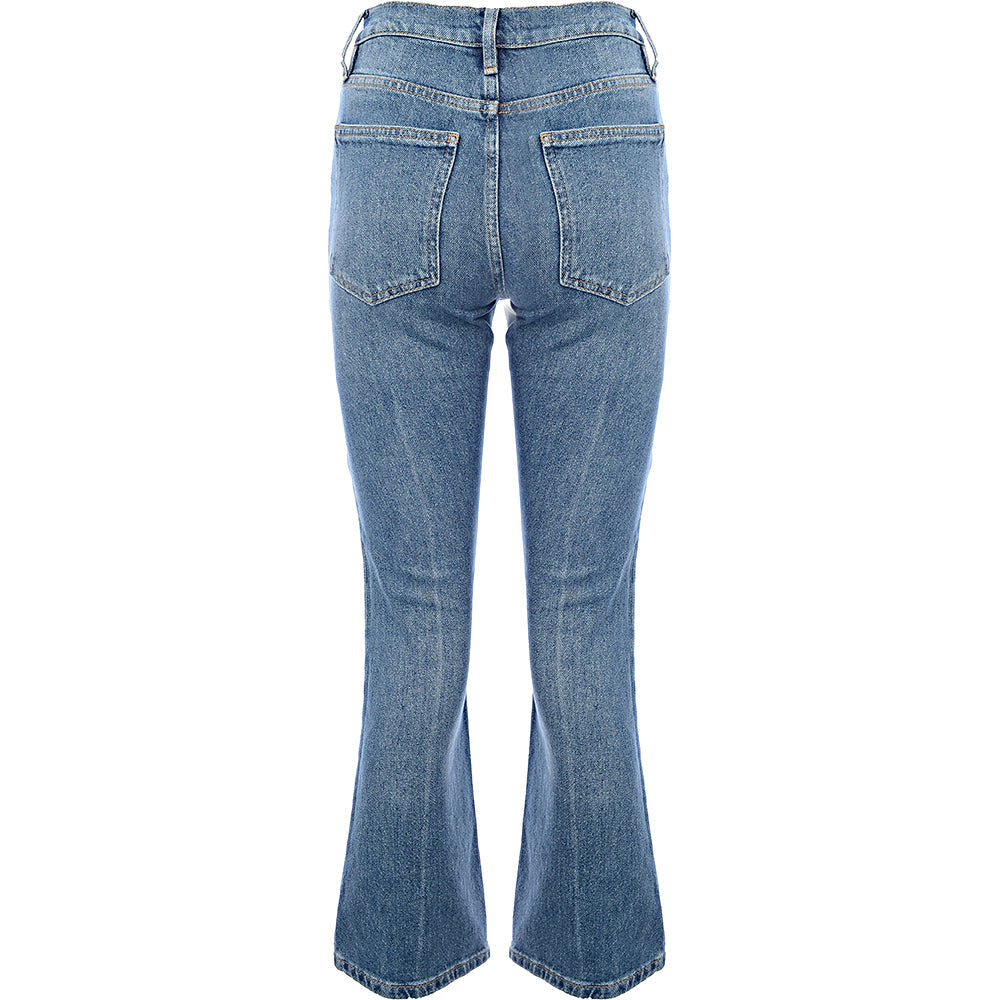 Frame Denim Womens The 70S Crop Boot Cut Cotton Blend Jean in Blue