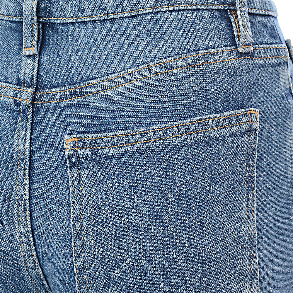 Frame Denim Womens The 70S Crop Boot Cut Cotton Blend Jean in Blue