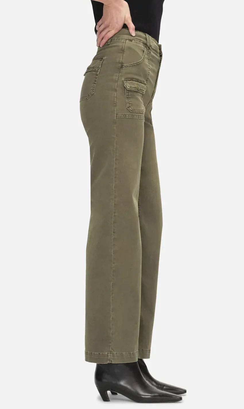 Womens Frame Denim Straight Leg In Khaki Green