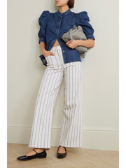 Womens Frame Denim Wide Leg Jeans In Pale Sage