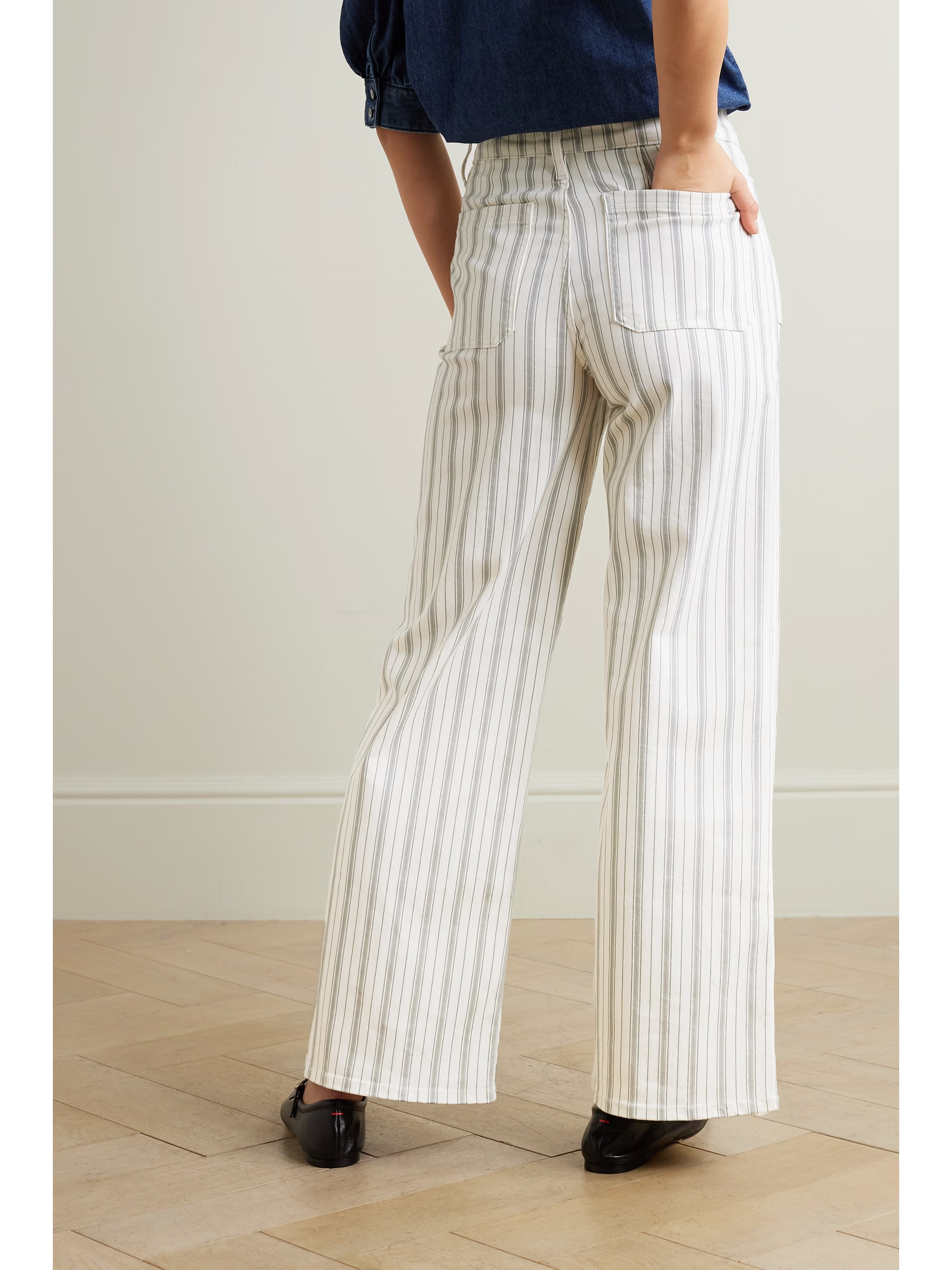 Womens Frame Denim Wide Leg Jeans In Pale Sage