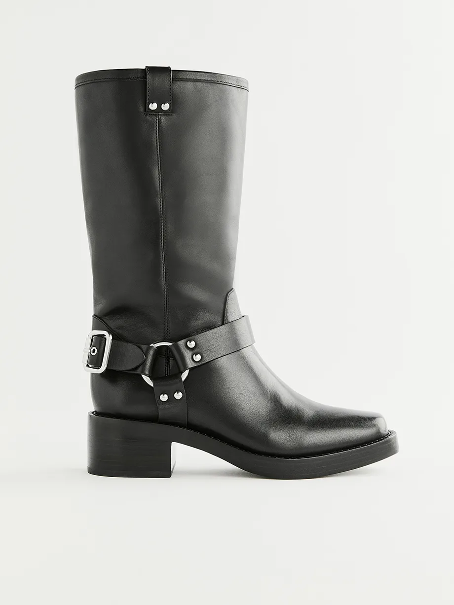 Womens Reformation Mid Heel Knee Boots In Black