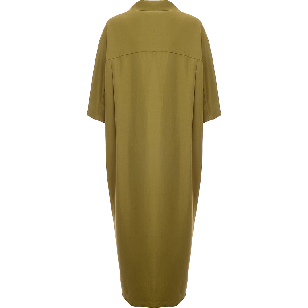 RAEY Womens Patch Pocket Maxi Dress in Green