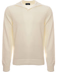 Thom Sweeney Mens Heavy Gauge Long Sleeve Skipper Polo Cotton In White