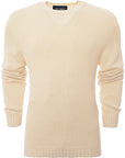 Thom Sweeney Mens Brourelette Silk Wide Gauge Crew Neck Sweater In White