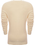 Thom Sweeney Mens Brourelette Silk Wide Gauge Crew Neck Sweater In White