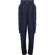 Dries Van Noten Womens Polkar Fluid Viscose Loose Fit Workwear Trousers W/ Pleats And Patch Pockets