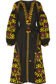 Womens Vyshyvanka By Vita K Long Day Dress In Black Multi