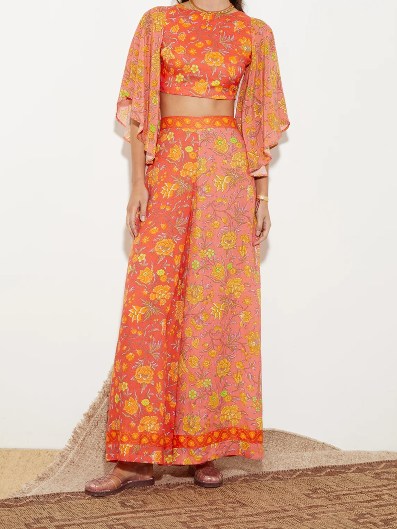 Womens Boteh Beach Trousers In Orange