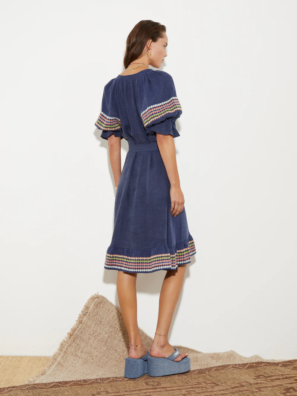 Womens Boteh Long Sun Dresses In  Navy/ Multi