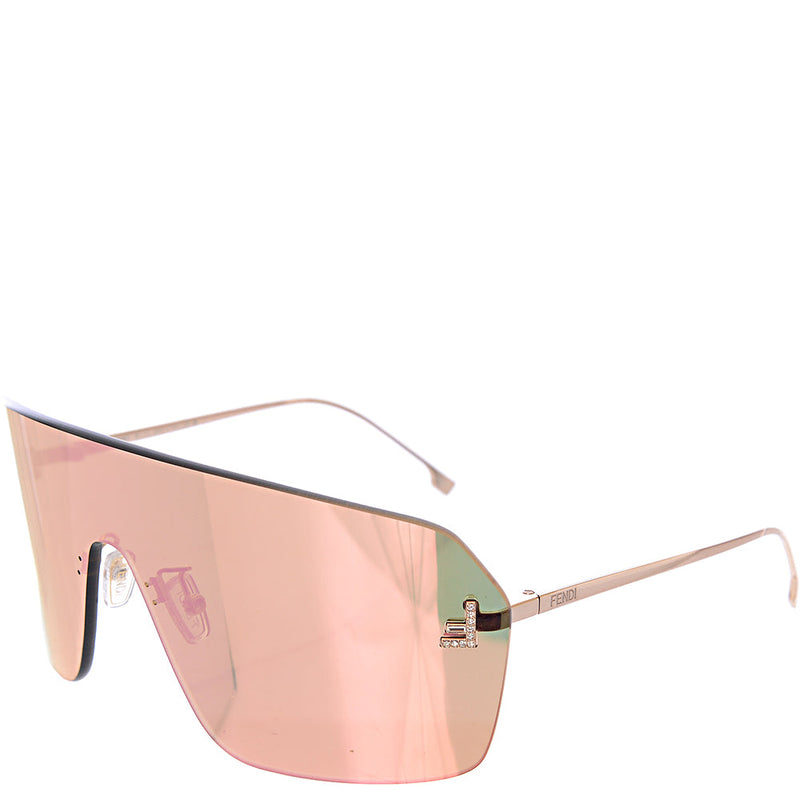 Fendi Womens Gold Fendi First Rimless Mask Sunglasses