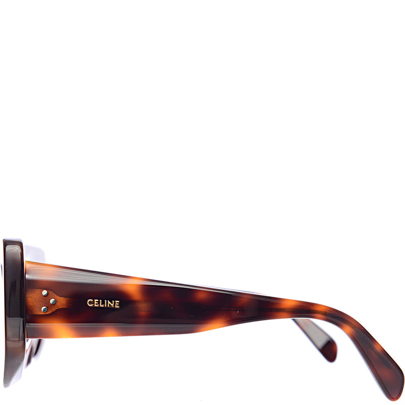 Celine Womens Brown Bold 3 Dots Geometric Cat Eye Sunglasses