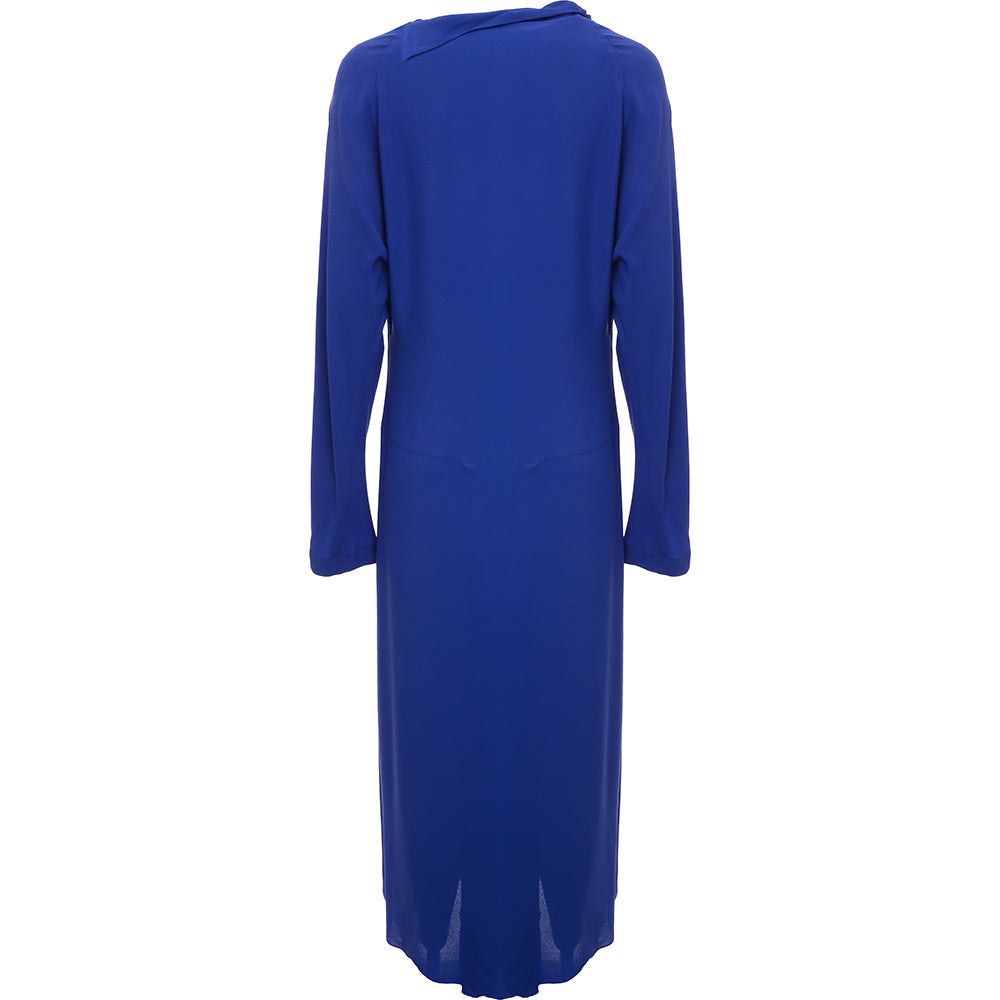 RAEY Womens Fold Neck Asymmetric Dress in Blue