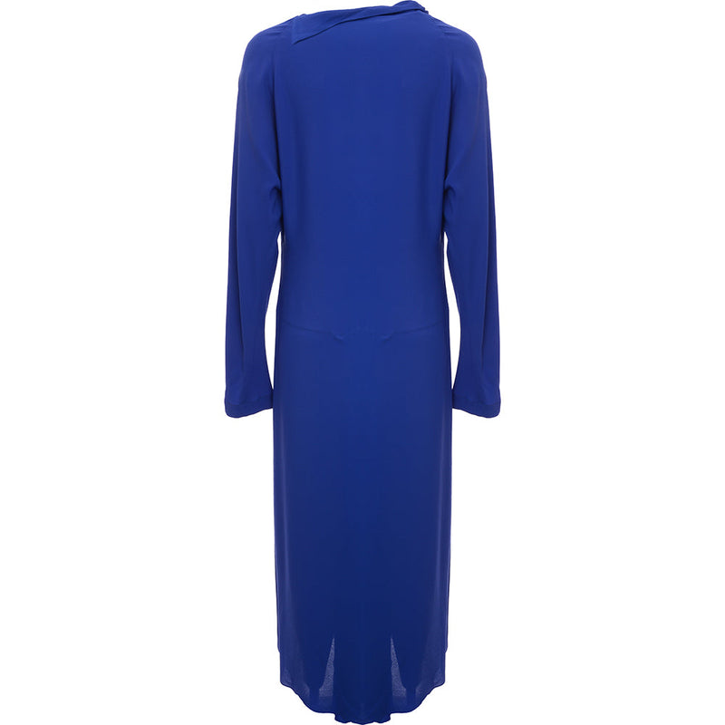 RAEY Womens Fold Neck Asymmetric Dress in Blue