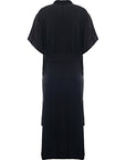 RAEY Womens Asymetric Drape Wrap Crepe Dress in Black