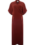 RAEY Womens Asymetric Drape Wrap Crepe Dress in Brown