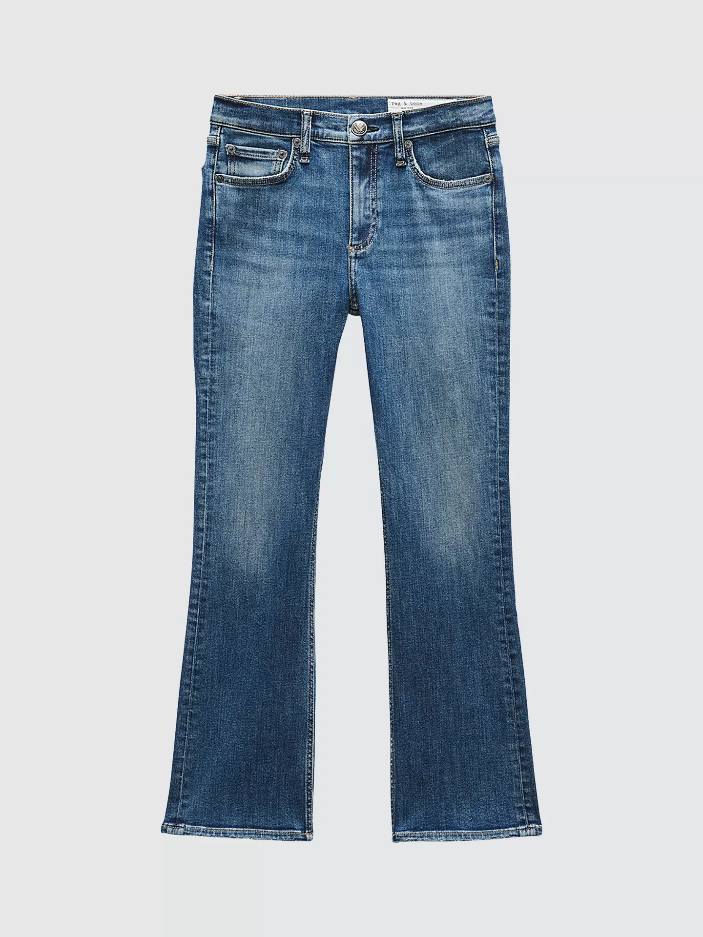 Womens Rag & Bone Flared Jeans In Mid Denim