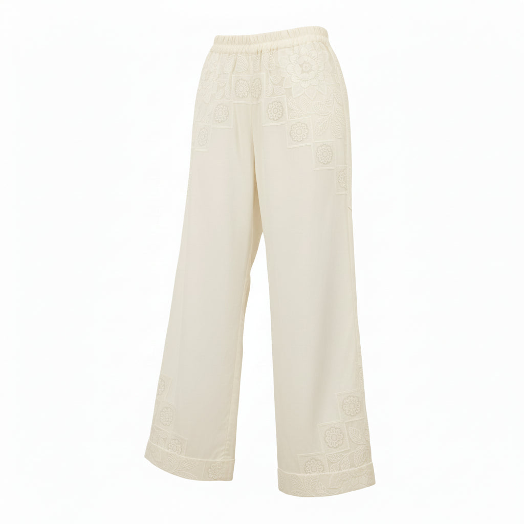 Womens By Walid Relaxed Trousers In White Linen