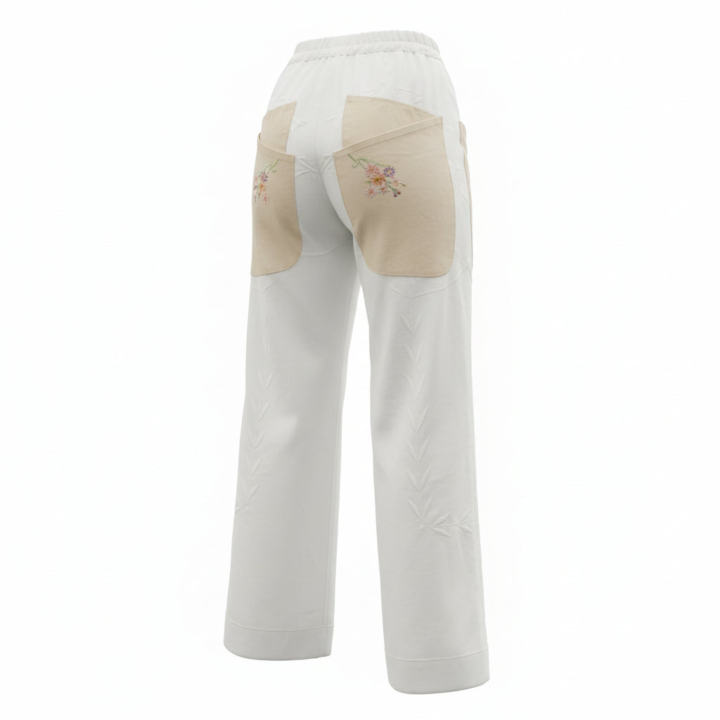 Womens By Walid Relaxed Trousers In White Linen