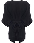 RAEY Womens Ext Shoulder Tie Front Shirt in Black