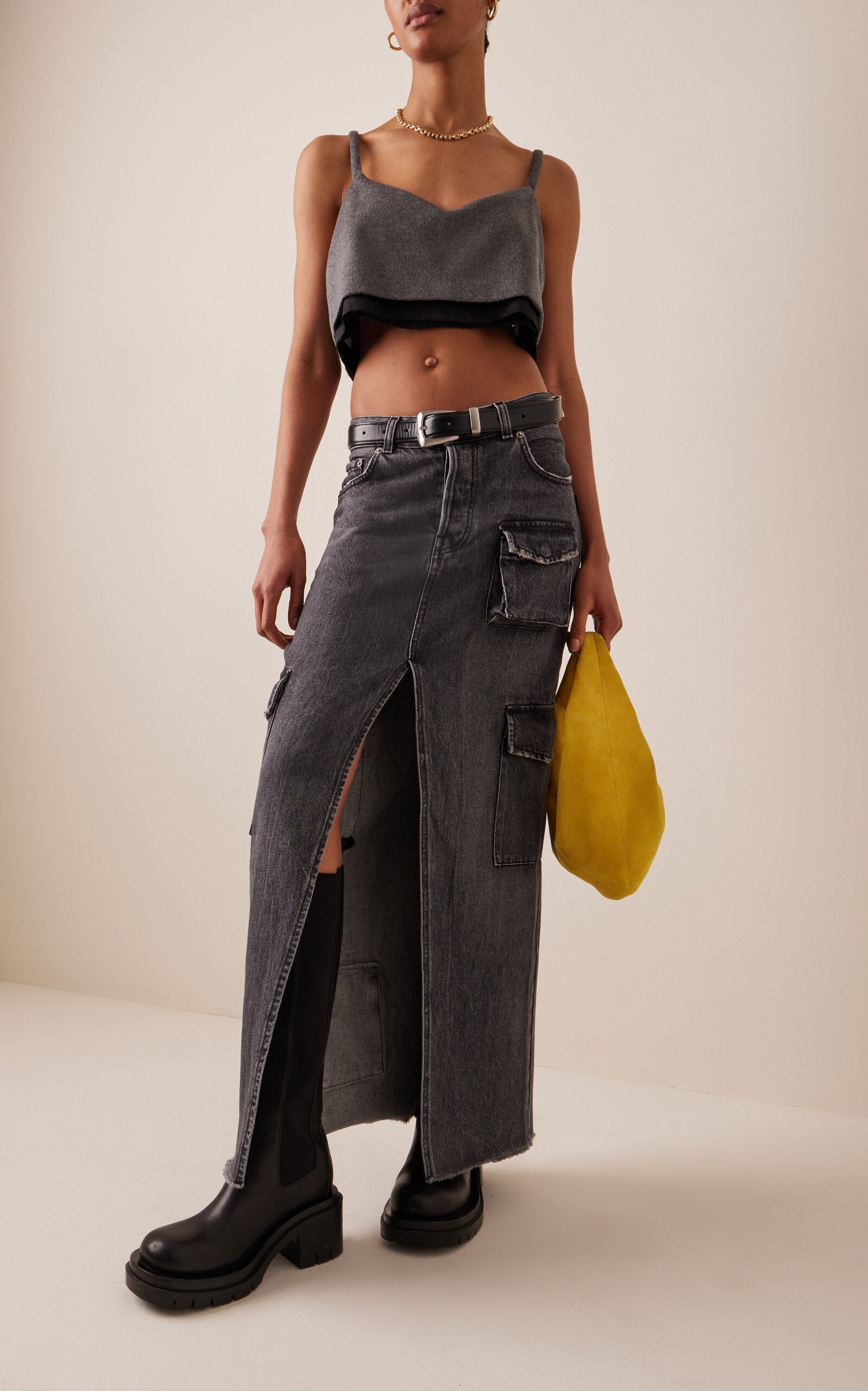 Womens Haikure Denim Skirts In Dark Grey