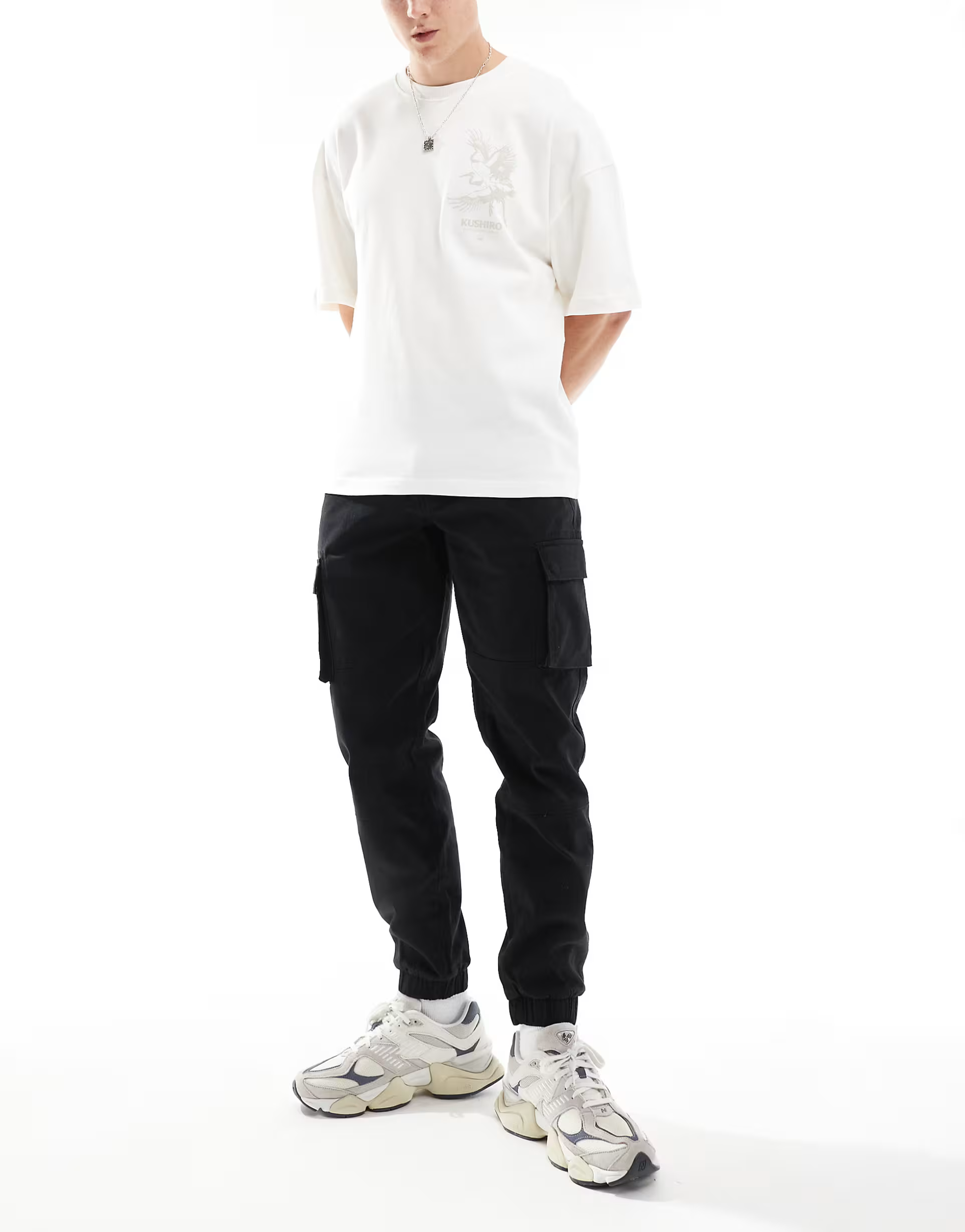 Mens Only & Sons Slim Fit Cargo With Cuffed Bottom In Black