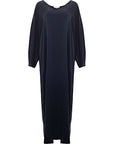 Olivia Von Halle Womens Vreeland Silk S/S Kaftan Nightdress In Navy