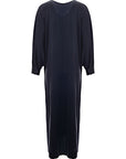 Olivia Von Halle Womens Vreeland Silk S/S Kaftan Nightdress In Navy