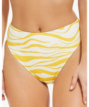 Figleaves Womens High Waist Bikini Bottom in Yellow Zebra Print