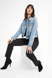 French Connection Womens Denim Jacket in Light Blue In Blue