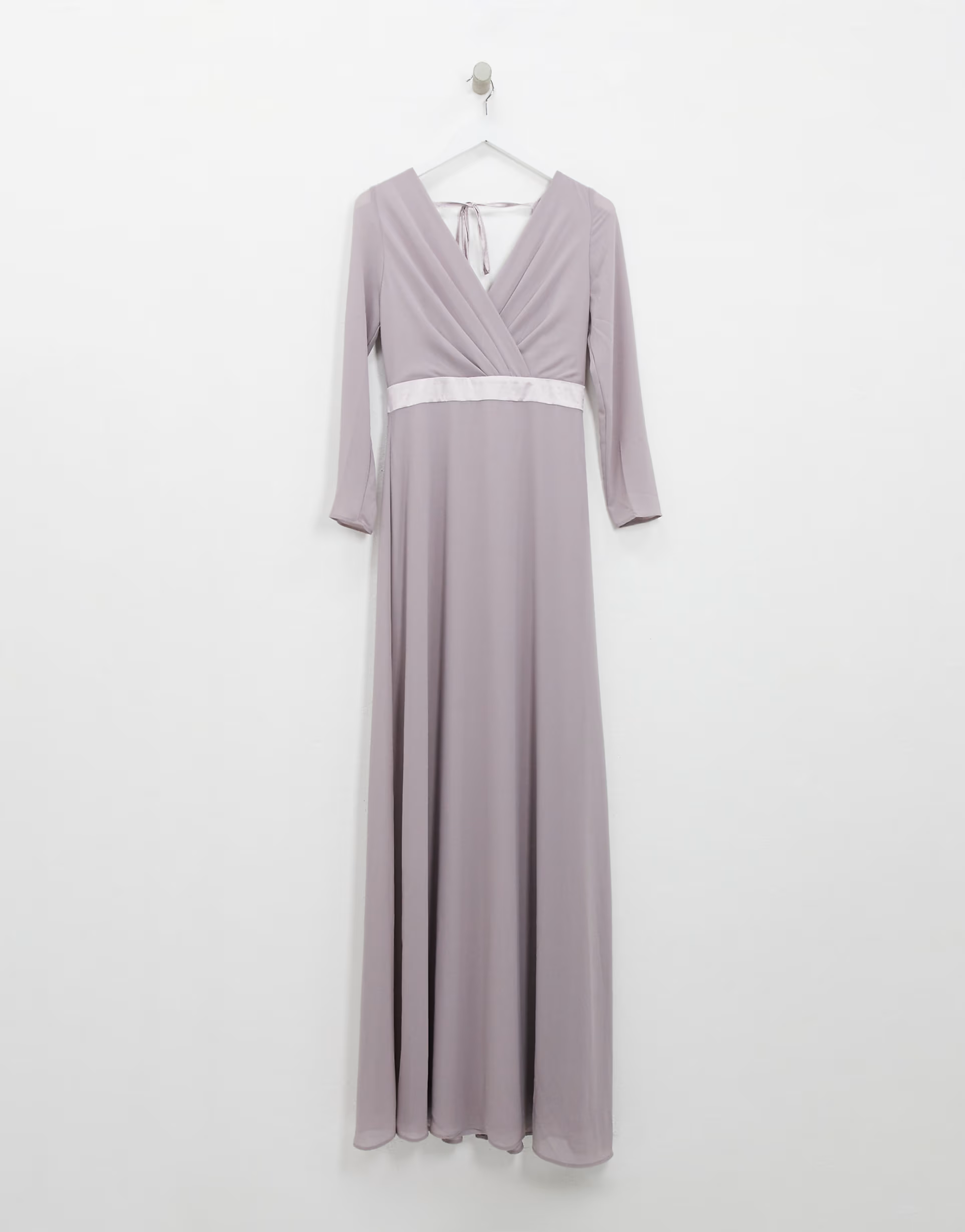 Tfnc Womens Tall Bridesmaids Long Sleeve Bow Back Maxi Dress Dress in Grey