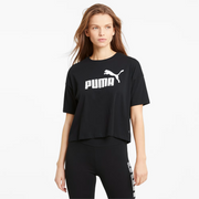Puma Womens Essentials Cropped Logo T-Shirt In Black