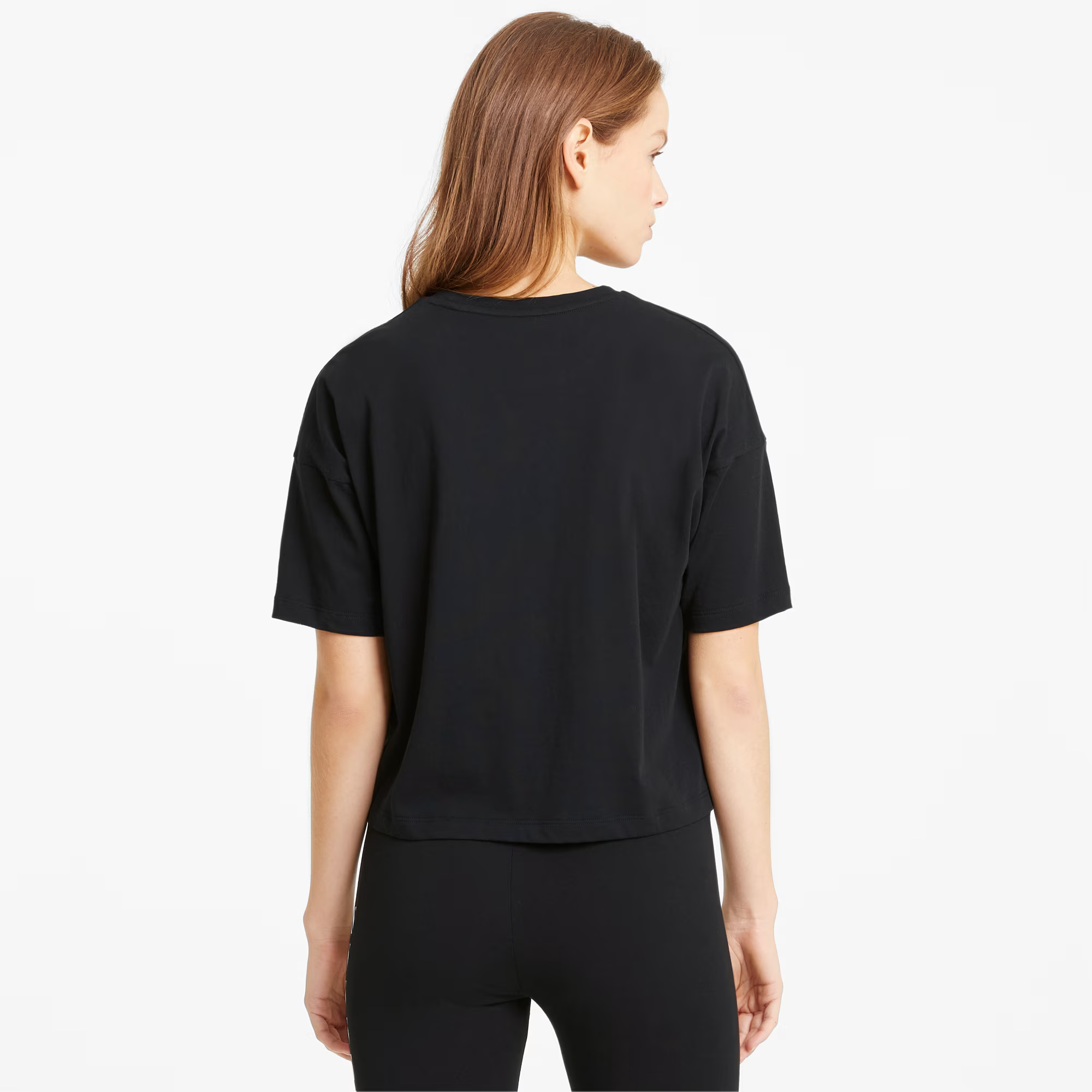 Puma Womens Essentials Cropped Logo T-Shirt In Black