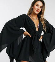 New Girl Order Womens Beach Cover Up With Sleeve Drama In Black