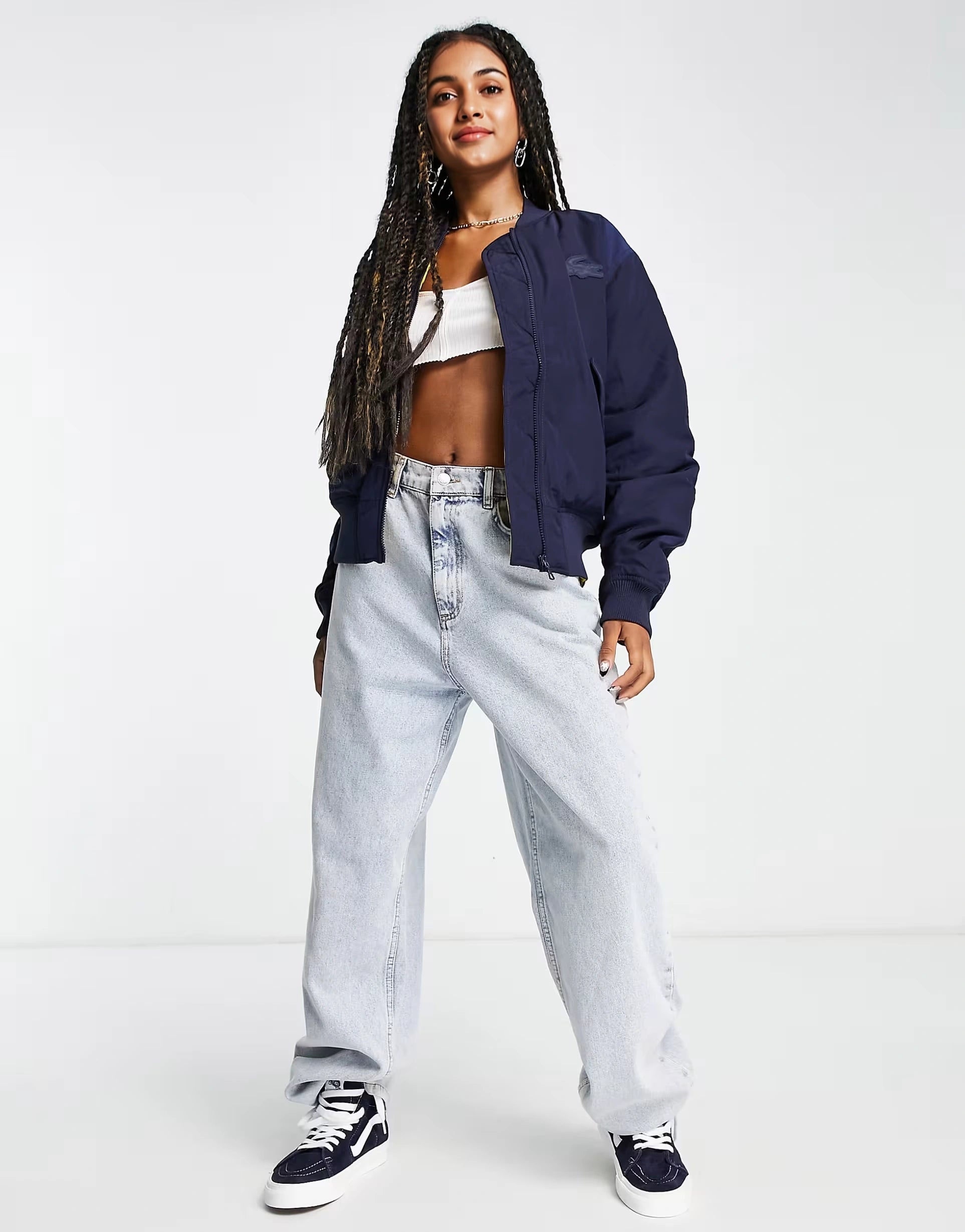 Womens Lacoste Bomber Jacket in Navy