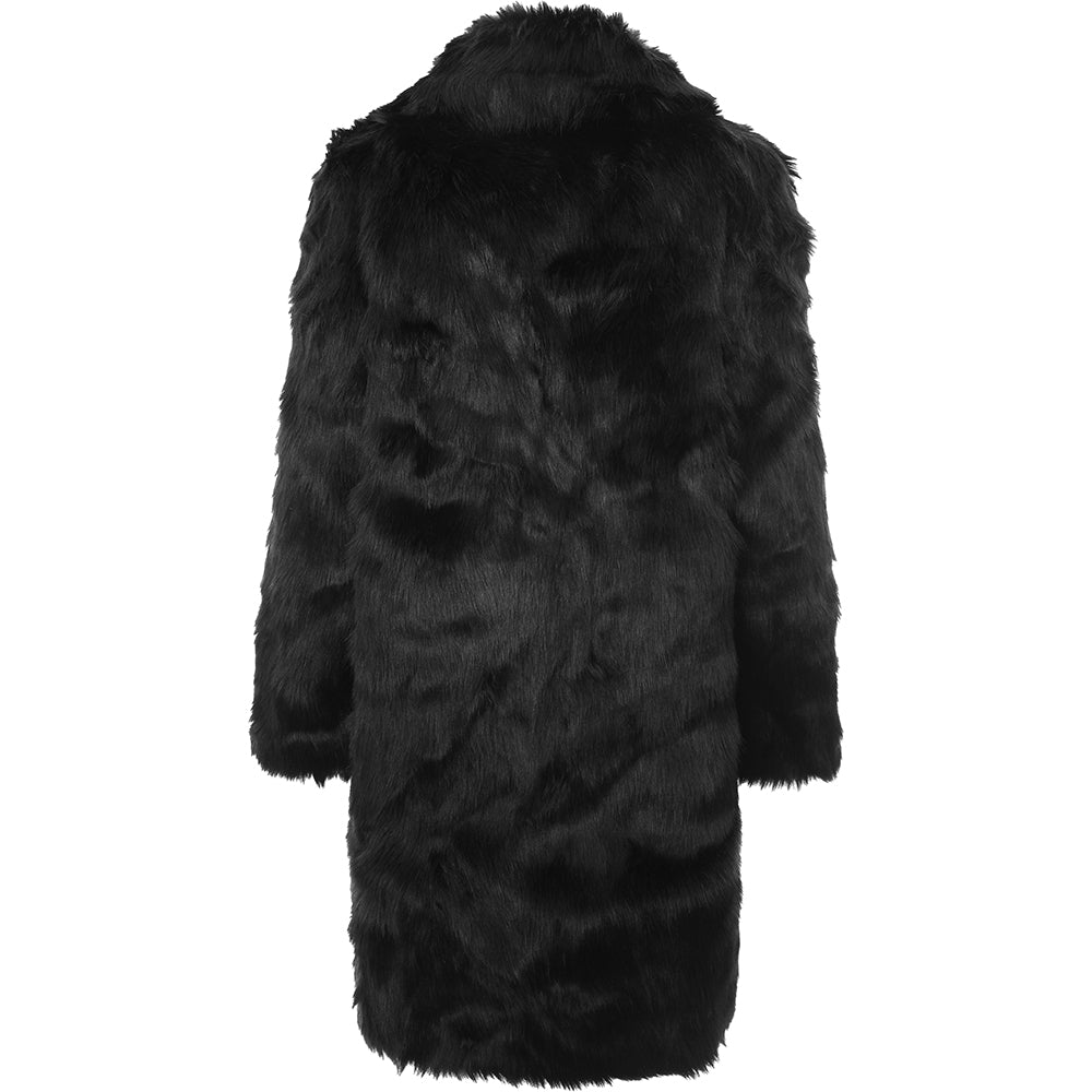 NA-KD Womens Black Faux Fur Coat