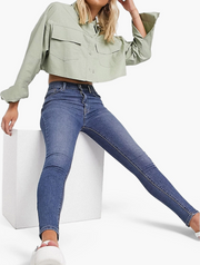 Collusion Womens X001 Highwaisted Skinny Jeans In Mid Blue