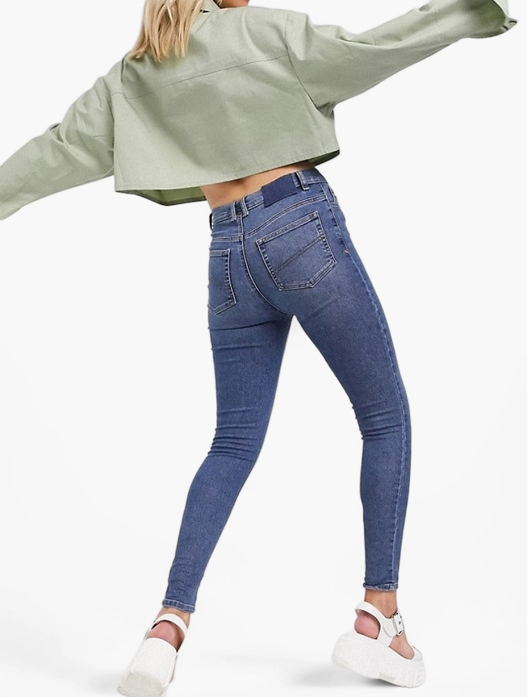 Collusion Womens X001 Highwaisted Skinny Jeans In Mid Blue