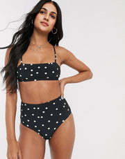 & Other Stories Womens Polka Dot Bandeau Bikini Top in Black And White