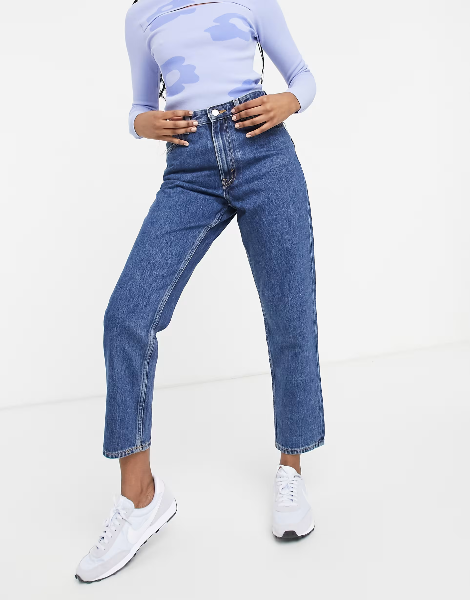 Monki Womens Taiki High Waist Mom Jeans in Blue La Lune