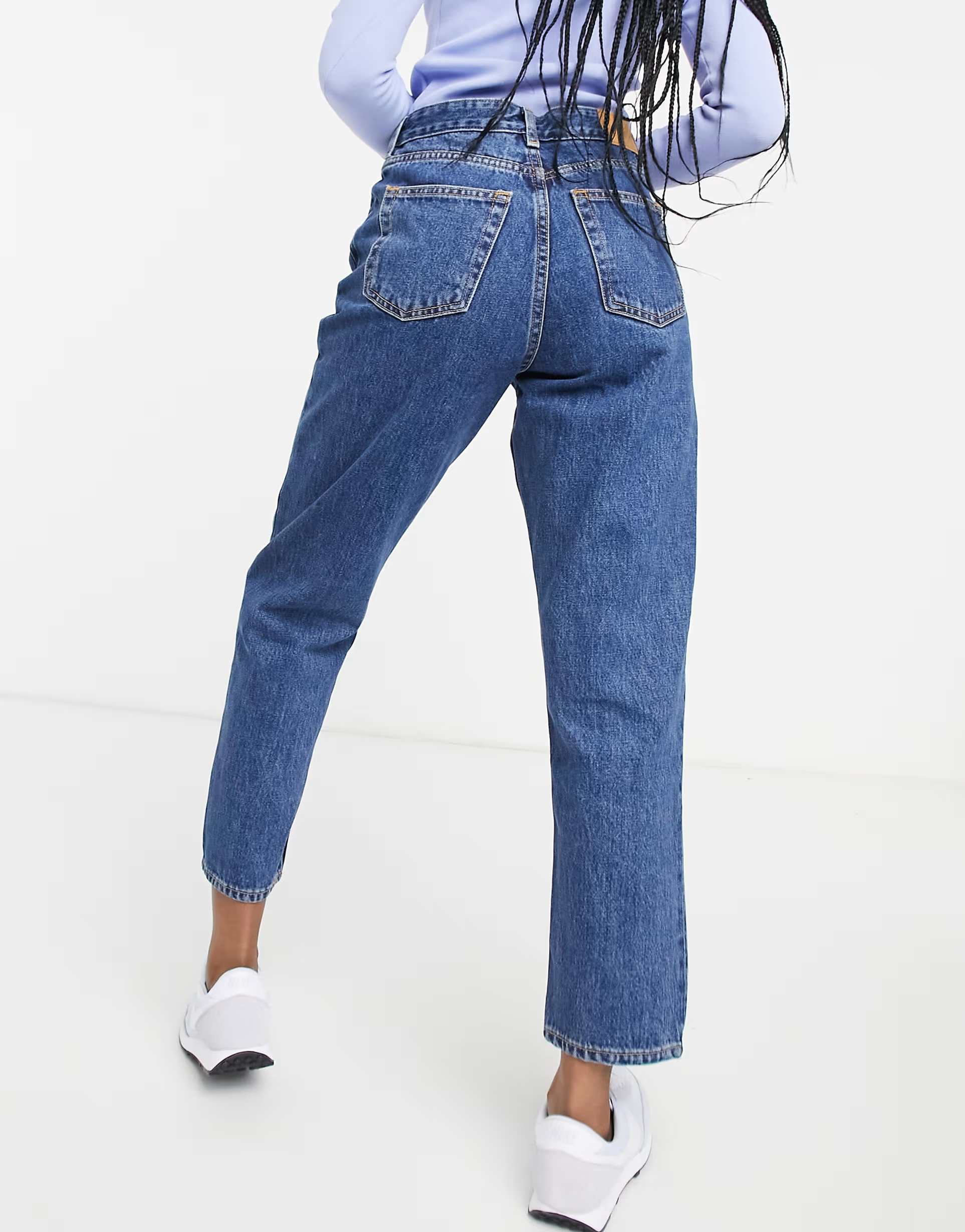Monki Womens Taiki High Waist Mom Jeans in Blue La Lune