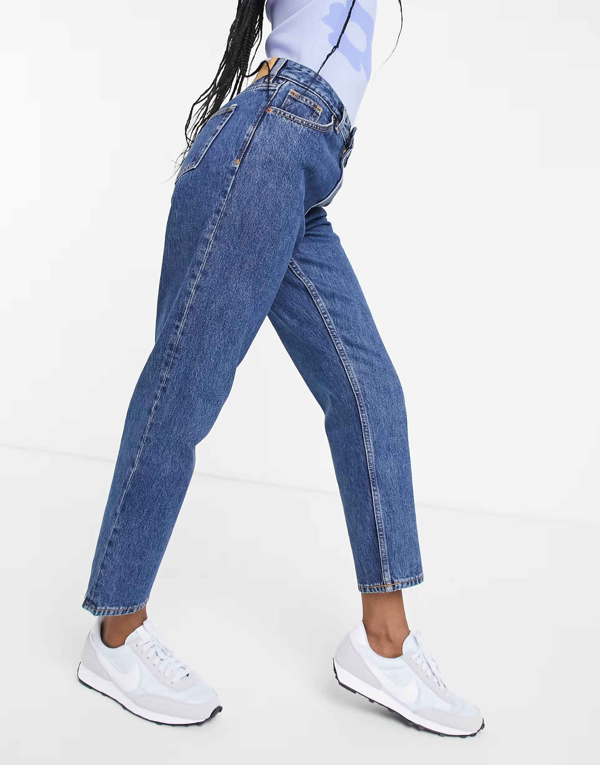 Monki Womens Taiki High Waist Mom Jeans in Blue La Lune
