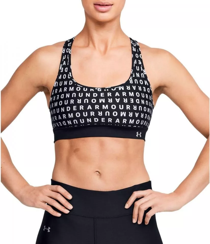 Under Armour Womens Training Crossback Logo Print Bra In Black