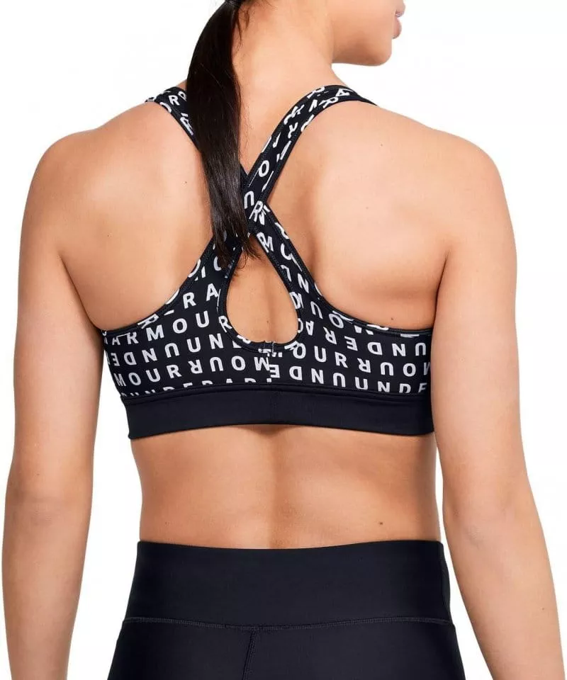 Under Armour Womens Training Crossback Logo Print Bra In Black