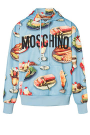 Moschino Food Print Hoodie in Blue