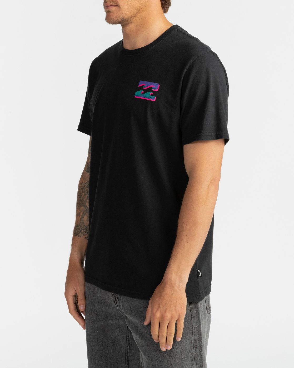 Mens Billabong Warchild Back Print T-Shirt in Black