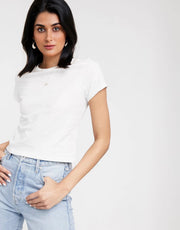 Womens Weekday Forever Cotton Cropped Classic T-Shirt In White